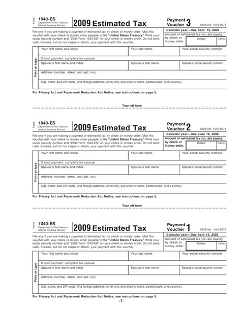 Irs Form 1040 Es Fillable Printable Forms Free Online