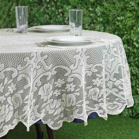 Fine white lace tablecloth in 90 round. 70" Floral LACE Round TABLECLOTH Wedding Party Table ...
