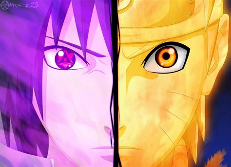 Naruto Kyūbi Mode And Sasuke Mangekyō Sharingan Susanoo Anime