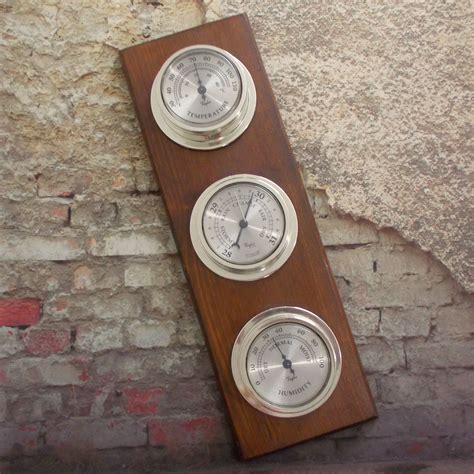 Taylor Barometer Wall Hanging 3 Gauge Wood Plaque Temperature Humidity
