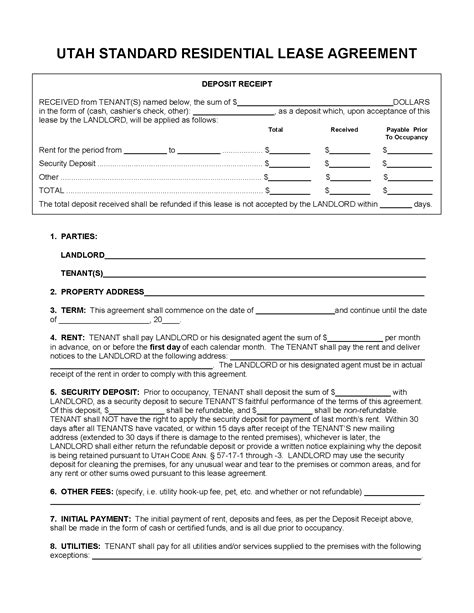 Utah residential rental agreement