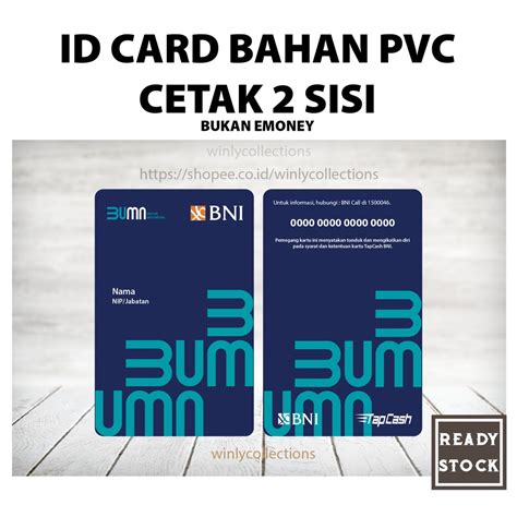 Jual Custom Kartu Id Card Bumn Terbaru Bank Bni Bahan Pvc 2 Sisi