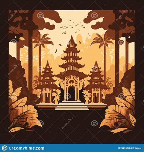 Bali Hindu Temple Nyepi Silent Day Indonesia Island Vector Flat