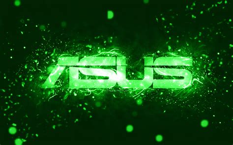 Download Wallpapers Asus Green Logo 4k Green Neon Lights Creative