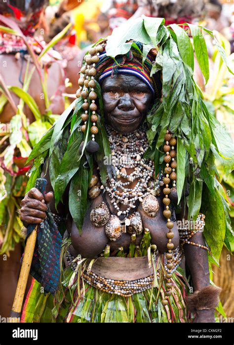 Woman Dressed In Traditional Tribal Costume And Headdress At The Singsing Goroka Festival Papua