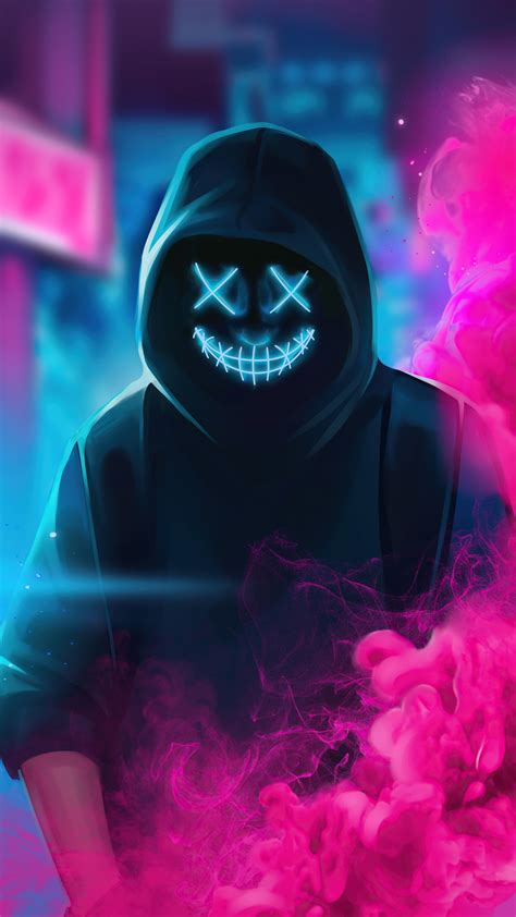1080x1920 Neon Guy Mask Smiling 4k Iphone 76s6 Plus