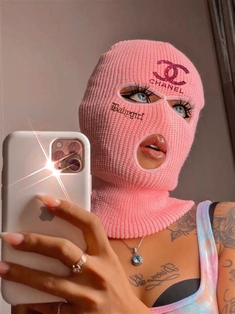 Chanel Pink Baddie Aesthetic Ski Mask Gangster Menina Papel De