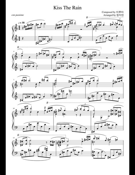 See the quick guide on how to read the letter notes, at the bottom of this post, to help you understand how to read the letter note sheet music below. Kiss The Rain sheet music for Piano download free in PDF or MIDI