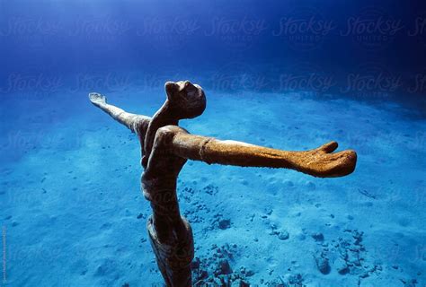 Statue Of Christ Underwater Cozumel Island Quintana Roo Caribbean