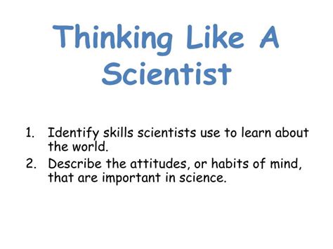 PPT Thinking Like A Scientist PowerPoint Presentation Free Download ID