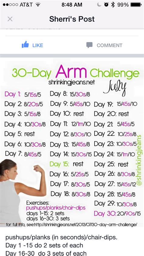 30 Day Arm Challenge Printable Pdf