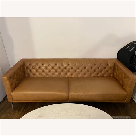 Cb2 Savile Leather Tufted Sofa Aptdeco