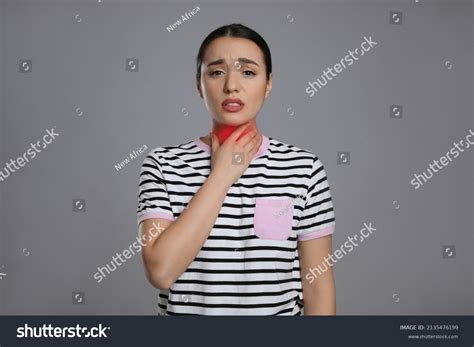 Young Woman Suffering Sore Throat On Stock Photo 2135476199 Shutterstock
