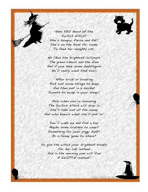 The Switch Witch Poem Love The Idea Of Letting Jack Trade Candy For A