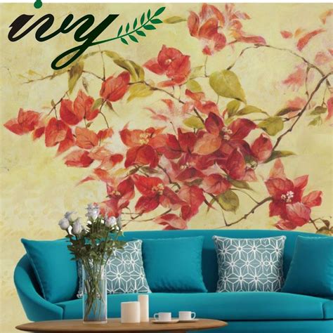 Ivy Morden Oil Printing Flower Wallpper Art Wall Papers Home Decor