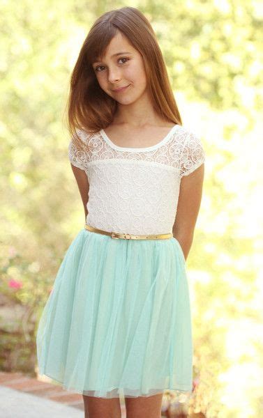 Truly Me Lace And Crochet Sea Green Dress For Tweens Teens Girls