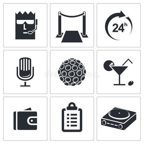 Night Club Icon Collection Stock Illustration Illustration Of