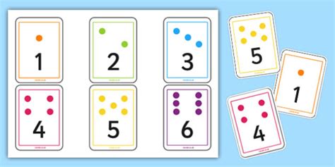 1 To 6 Dice Flash Cards Number Playing Cards Maths