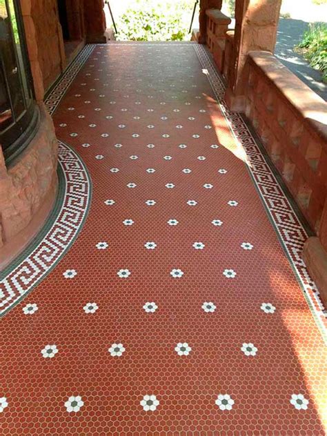 Veranda Red Hexagon Floor Tile By Clay Squared To Infinity