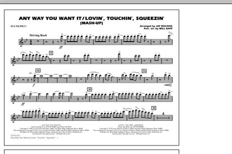 Any Way You Want It Lovin Touchin Squeezin Mash Up Flute Piccolo Sheet Music Jay