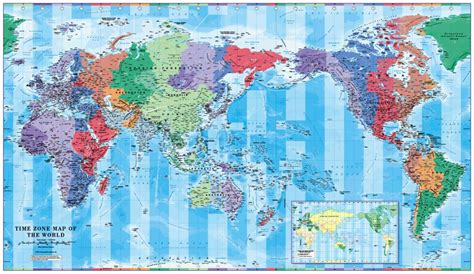 Pacific Centred World Timezones Map Scale 140 Million Cosmographics Ltd