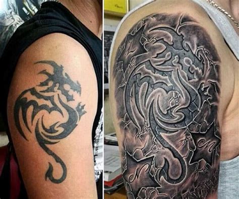 1st tribal cover up tattoo by jk www.facebook.com/tattooatistjk. 60 Tribal Dragon Tattoo Designs For Men - Mythological Ink ...