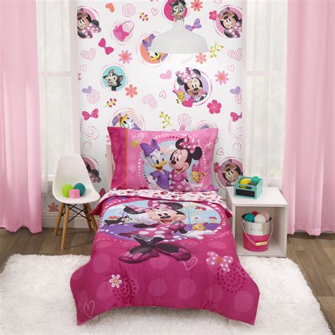 4 Piece Minnie Mouse Disney Bedding Set Girls Toddler Comforter Sheets
