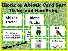 Abiotic vs biotic grade 6. Biotic or Abiotic Sort Cut and Paste (Living or Nonliving ...