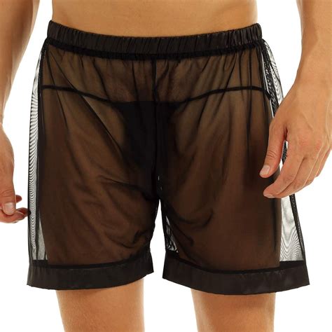 Yonghs Men S See Through Loose Boxer Shorts Sheer Mesh Quick Dry Lounge Trunks Underwear
