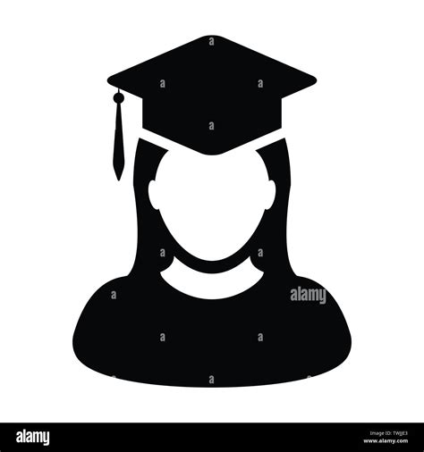 Education Icon Vector Female Student Person Profile Avatar With Mortar
