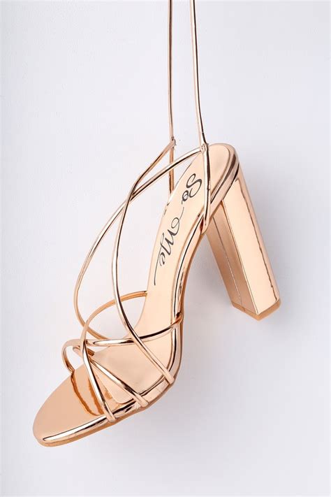 cute rose gold heels lace up heels vegan leather heels lulus