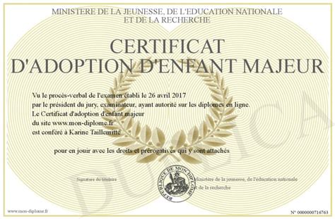 Certificat D Adoption D Enfant Majeur