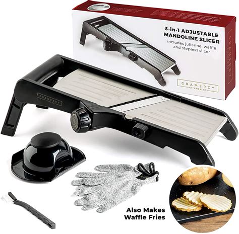 Mandoline Food Slicer Adjustable Stainless Steel With Waffle Fry