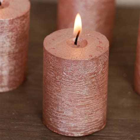 Set Of Four Metallic Copper Votive Candles By Dibor
