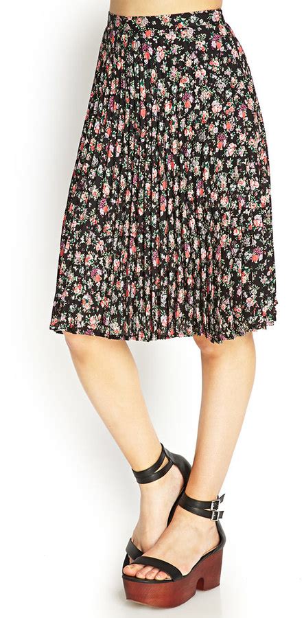 Forever 21 Pleated Floral Midi Skirt 22 Forever 21 Lookastic