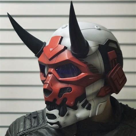 Cyber Oni Helmet Custom Airsoftcosplay Helmet Any Painting Etsy