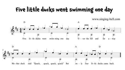 Five Little Ducks Guitar Chords Tabs Sheet Music Pdf