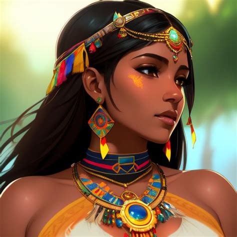 Beautiful Woman Inca Princess Brown Skin Open Dres Openart