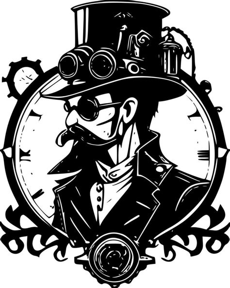 Steampunk Black And White Vector Illustration 23542338 Vector Art At