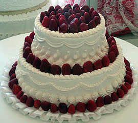 Delicious italian pastries from papa's original recipes. 2 tier wedding cake with strawberries. I love the icing ...
