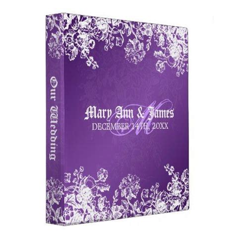 Elegant Wedding Album Victorian Flourish Purple 3 Ring Binder Zazzle Wedding Album Elegant