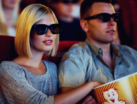 Couple 3D Movie And Cinema Of A Man And Woman Sitting And Eating