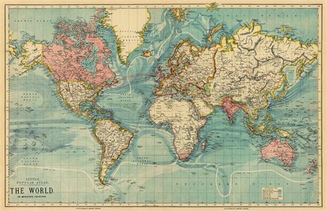 Vintage Map Of The World Print On Canvas Etsy World Map Printable