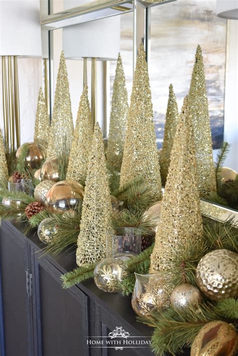 Green And Gold Elegant Christmas Cone Tree Centerpiece Home With Holliday