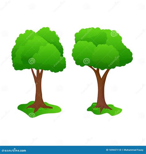 Two Tree Clip Art Tree Vector Illustration Stock Vector