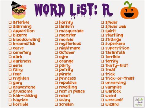 Spooky Speech Halloween Articulation Word Lists And Activities Tpt