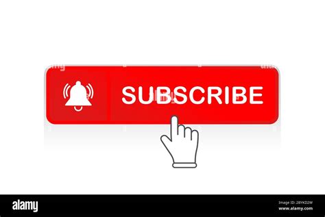 Red Subscribe Button With Mouse Pointer And Notification Bell Icon Flat