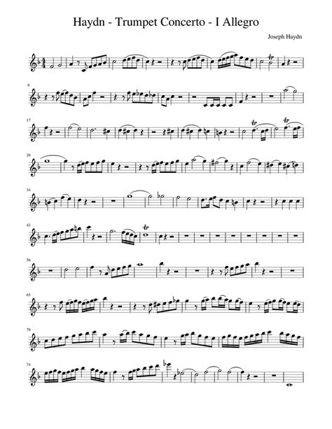 Haydn Trumpet Concerto I Allegro Sheet Music For Trumpet In B Flat