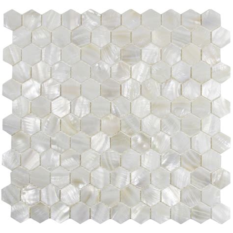 Mother Of Pearl Arctic Oyster White Shell 1x1 Hexagon Polished Mosaic Tile
