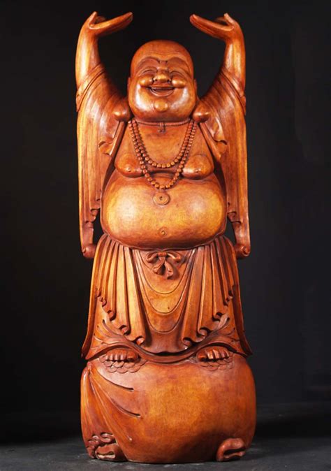 Large Wood Standing Fat And Happy Buddha 72 86bw4a Hindu Gods